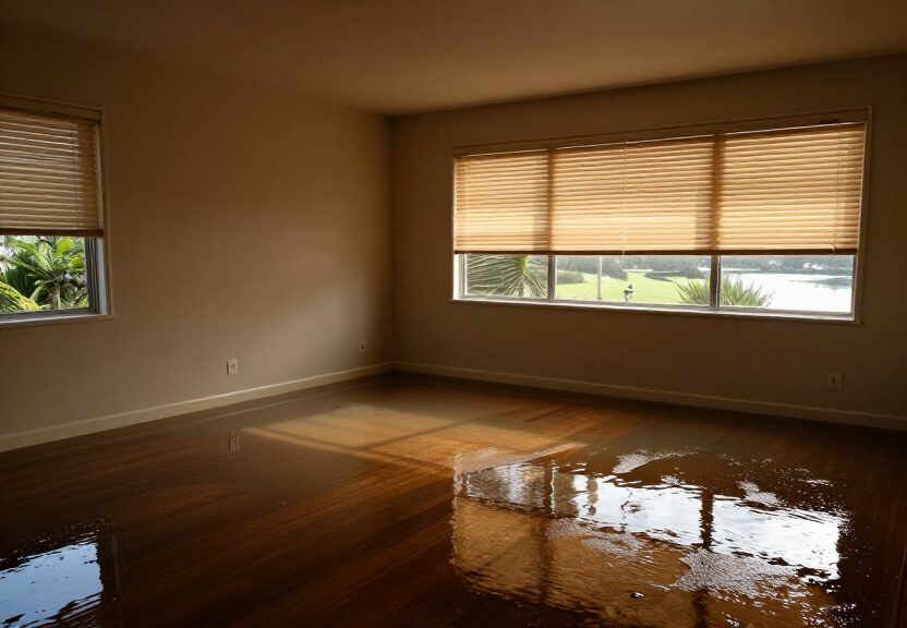 Damp subfloor with water pooling under a Banksmeadow property