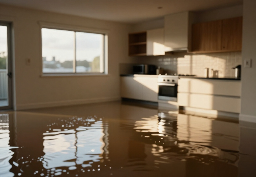Flooded warehouse in Banksmeadow before drying
